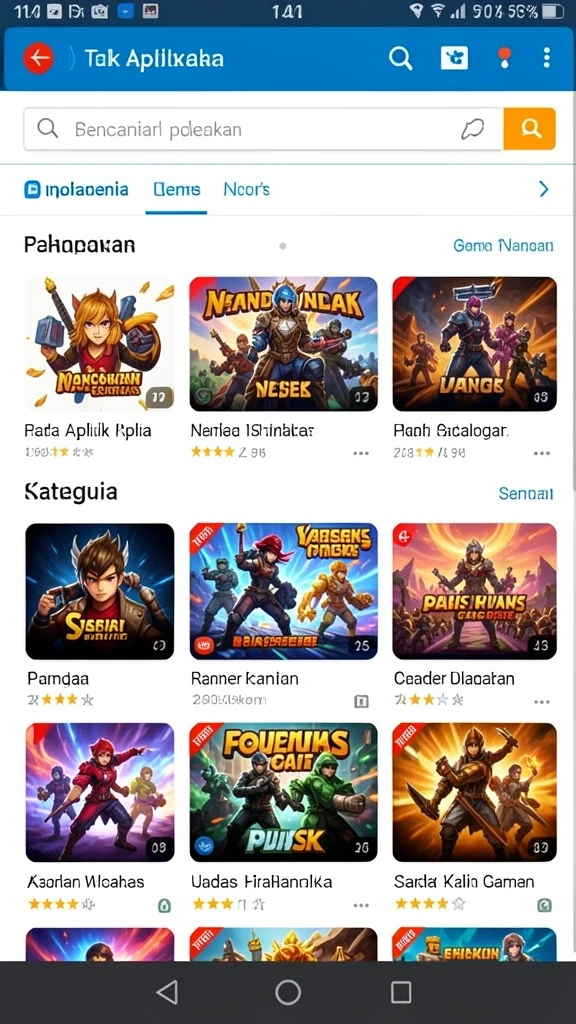 Berbagai mode permainan yang bisa dipilih.