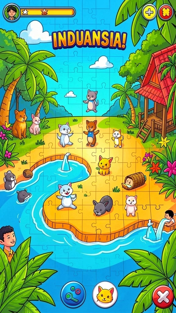 Ilustrasi dunia fantasi yang luas dan penuh warna.
